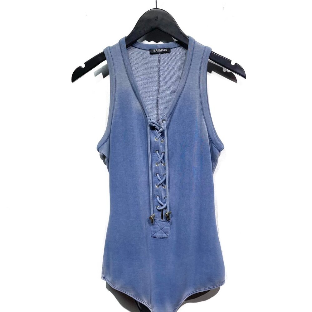 Balmain Blue Jersey Bodysuit
